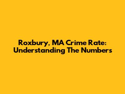 Roxbury, MA Crime Rate: Understanding The Numbers
