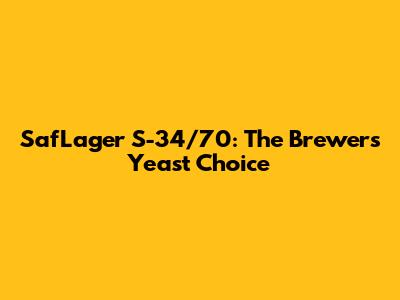 SafLager S-34/70: The Brewer's Yeast Choice