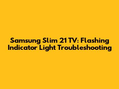 Samsung Slim 21 TV: Flashing Indicator Light Troubleshooting