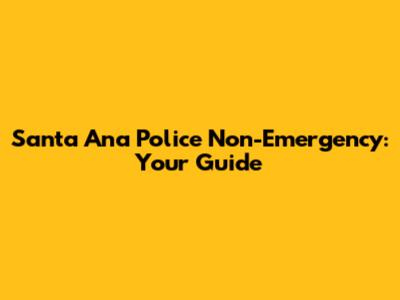 Santa Ana Police Non-Emergency: Your Guide