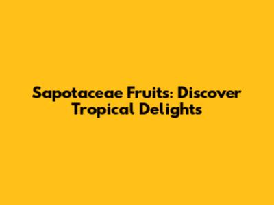 Sapotaceae Fruits: Discover Tropical Delights