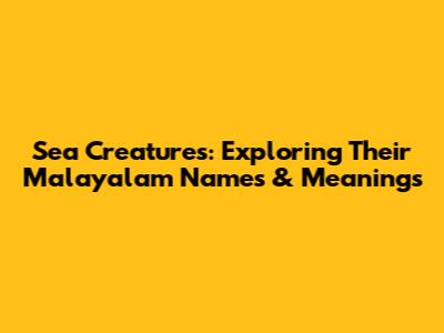 Sea Creatures: Exploring Their Malayalam Names & Meanings