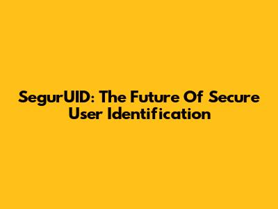 SegurUID: The Future Of Secure User Identification