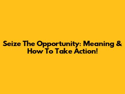 Seize The Opportunity: Meaning & How To Take Action!