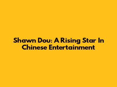 Shawn Dou: A Rising Star In Chinese Entertainment