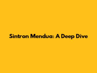 Sintron Mendua: A Deep Dive