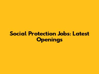 Social Protection Jobs: Latest Openings