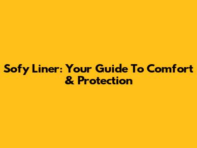 Sofy Liner: Your Guide To Comfort & Protection