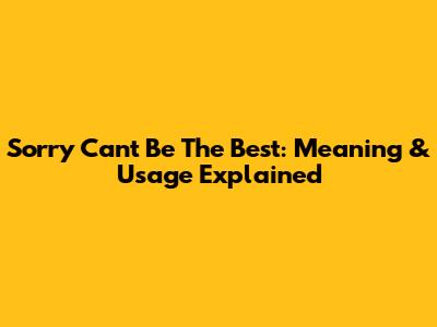 Sorry Can't Be The Best: Meaning & Usage Explained