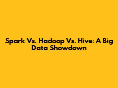 Spark Vs. Hadoop Vs. Hive: A Big Data Showdown