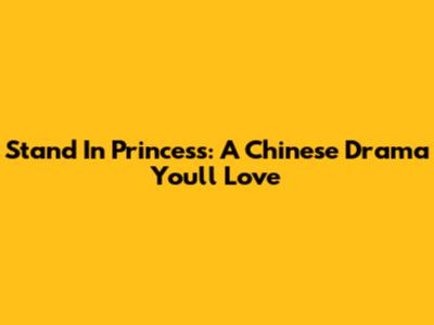 Stand In Princess: A Chinese Drama You'll Love