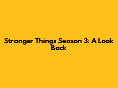 Stranger Things Season 3: A Look Back