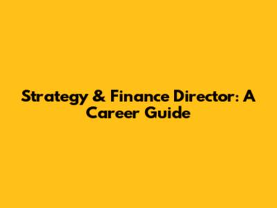 Strategy & Finance Director: A Career Guide