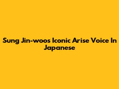 Sung Jin-woo's Iconic 'Arise' Voice In Japanese