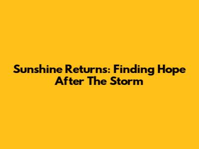 Sunshine Returns: Finding Hope After The Storm