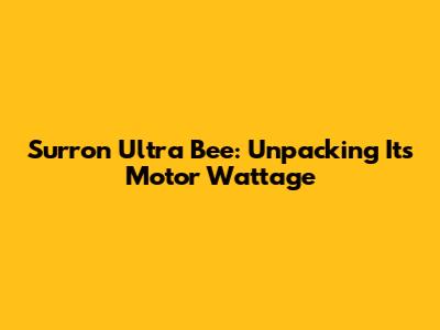 Surron Ultra Bee: Unpacking Its Motor Wattage