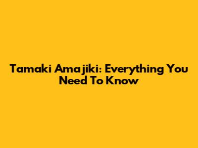 Tamaki Amajiki: Everything You Need To Know