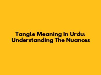 Tangle Meaning In Urdu: Understanding The Nuances
