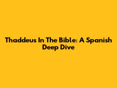 Thaddeus In The Bible: A Spanish Deep Dive