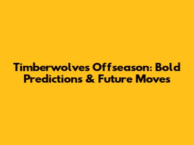 Timberwolves Offseason: Bold Predictions & Future Moves