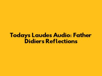 Today's Laudes Audio: Father Didier's Reflections