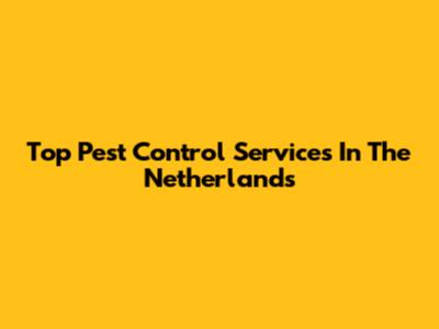 Top Pest Control Services In The Netherlands