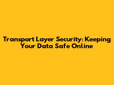 Transport Layer Security: Keeping Your Data Safe Online