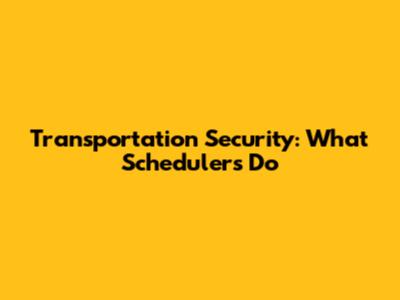 Transportation Security: What Schedulers Do
