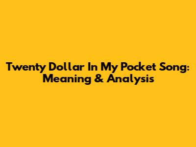 Twenty Dollar In My Pocket Song: Meaning & Analysis