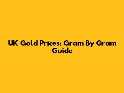 UK Gold Prices: Gram By Gram Guide