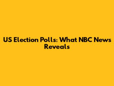 US Election Polls: What NBC News Reveals