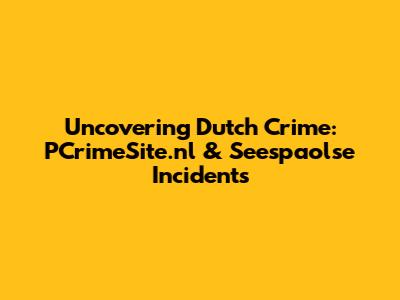 Uncovering Dutch Crime: PCrimeSite.nl & 'Seespaolse' Incidents