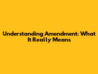 Understanding "Amendment": What It Really Means