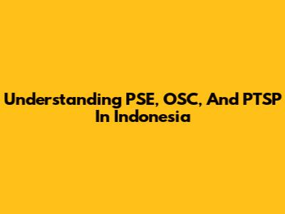 Understanding PSE, OSC, And PTSP In Indonesia