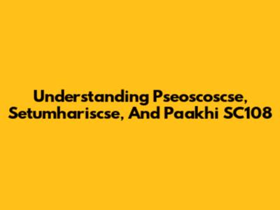 Understanding Pseoscoscse, Setumhariscse, And Paakhi SC108