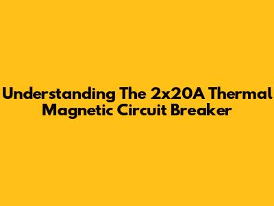 Understanding The 2x20A Thermal Magnetic Circuit Breaker