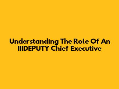 Understanding The Role Of An IIIDEPUTY Chief Executive