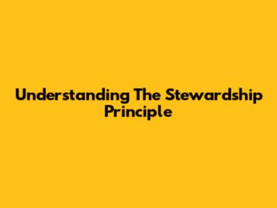 Understanding The Stewardship Principle