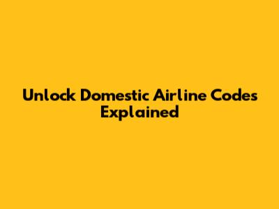 Unlock Domestic Airline Codes Explained