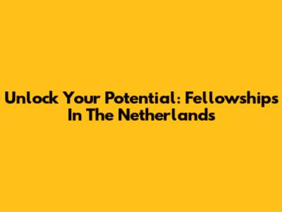 Unlock Your Potential: Fellowships In The Netherlands