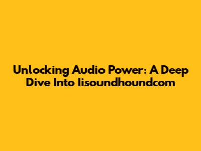 Unlocking Audio Power: A Deep Dive Into Iisoundhoundcom