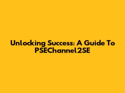 Unlocking Success: A Guide To PSEChannel2SE