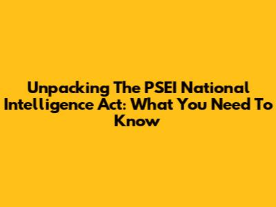 Unpacking The PSEI National Intelligence Act: What You Need To Know