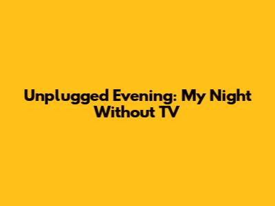 Unplugged Evening: My Night Without TV