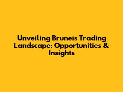 Unveiling Brunei's Trading Landscape: Opportunities & Insights