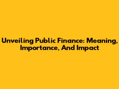 Unveiling Public Finance: Meaning, Importance, And Impact