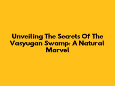 Unveiling The Secrets Of The Vasyugan Swamp: A Natural Marvel