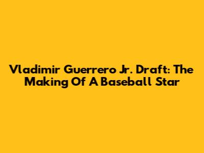 Vladimir Guerrero Jr. Draft: The Making Of A Baseball Star