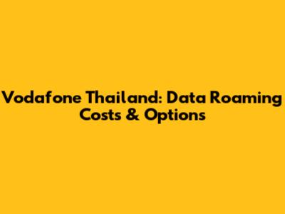 Vodafone Thailand: Data Roaming Costs & Options