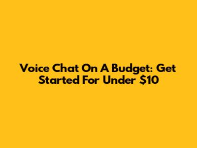 Voice Chat On A Budget: Get Started For Under $10